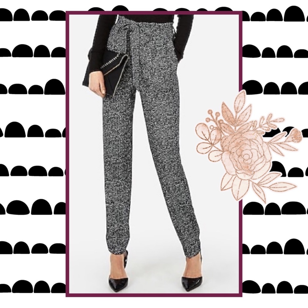 Express High Waisted Paper Bag Ankle Pants